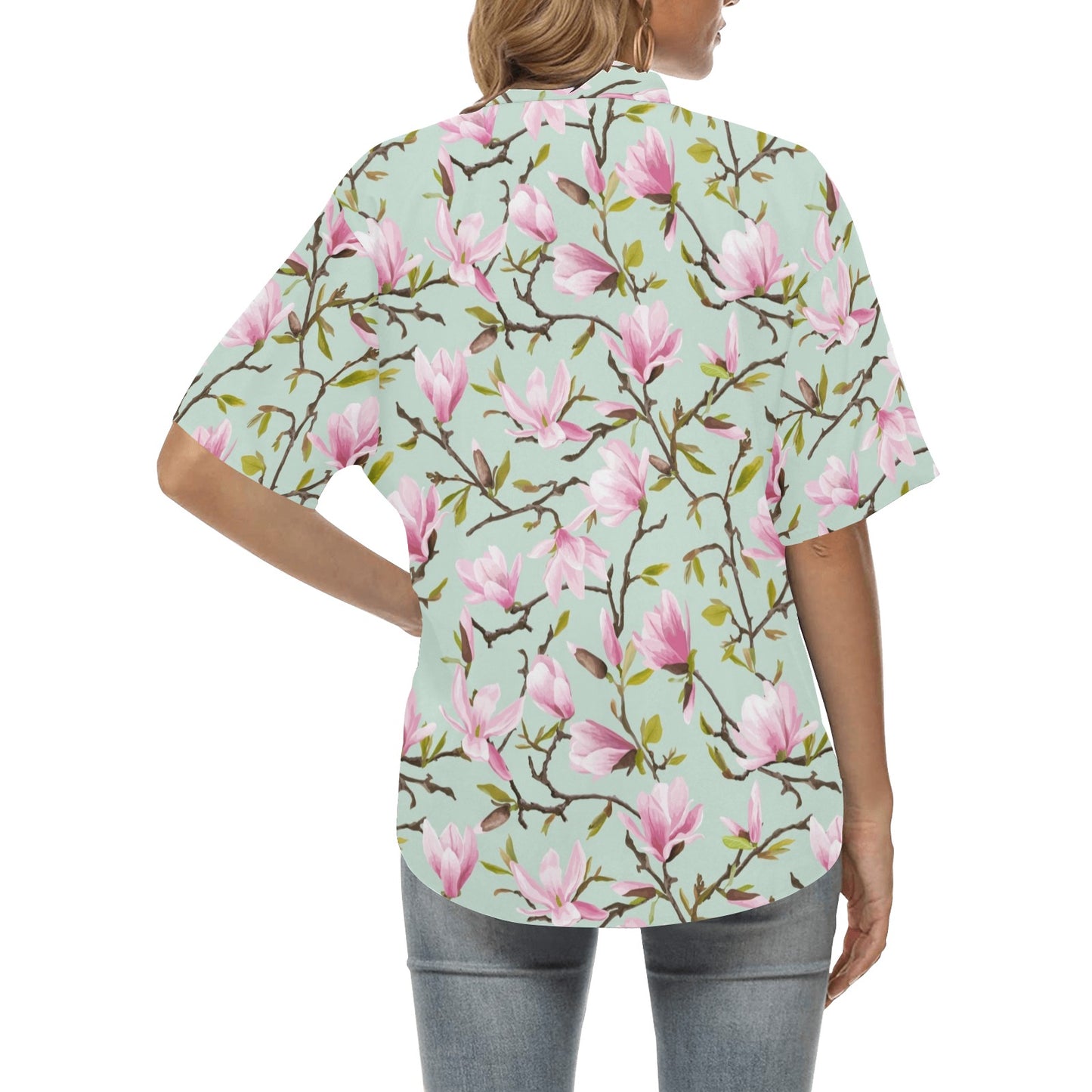 Magnolia Pattern Print Design MAG04 Women's Hawaiian Shirt