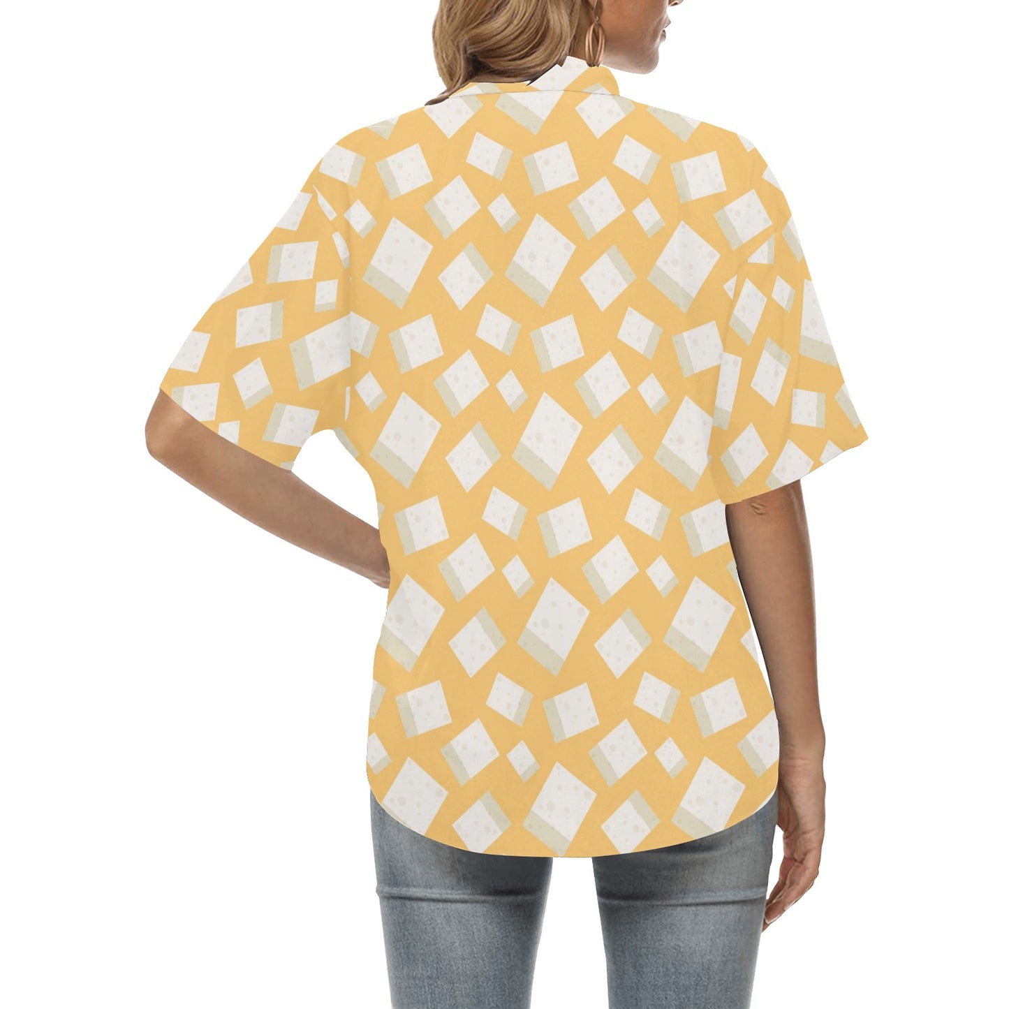 Tofu Print Design LKS302 Women's Hawaiian Shirt