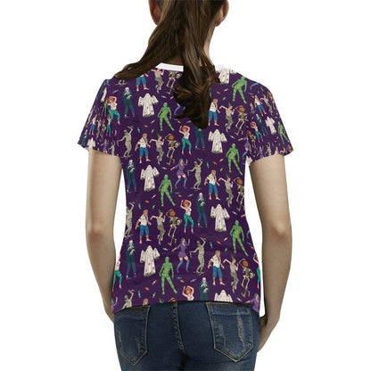 Creepy Zombie Print Design LKS302 Women's  T-shirt