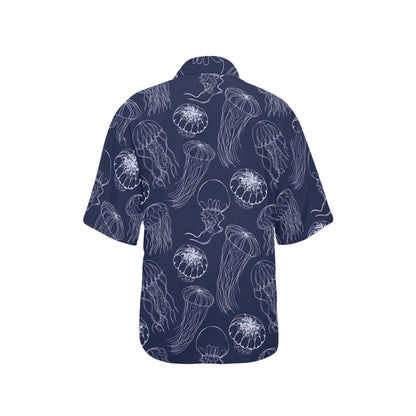Jellyfish Pattern Print Design 05 Women's Hawaiian Shirt