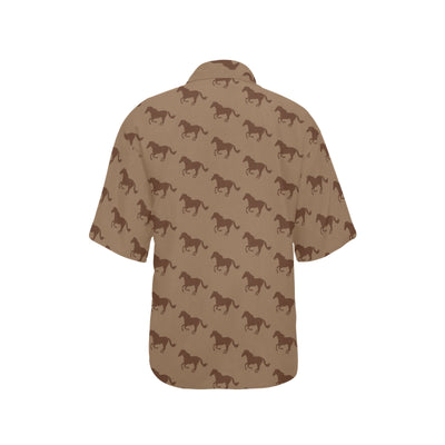 Horse Brown Print Design LKS307 Women's Hawaiian Shirt