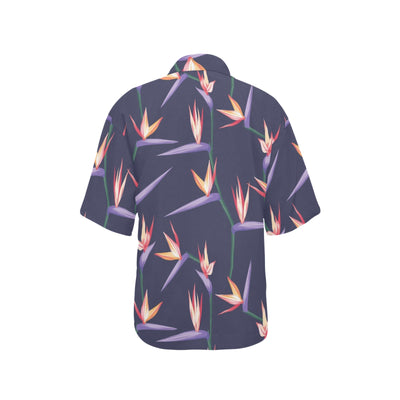 Bird Of Paradise Pattern Print Design BOP015 Women's Hawaiian Shirt