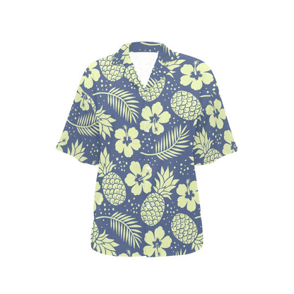 Pineapple Pattern Print Design PP07 Women's Hawaiian Shirt