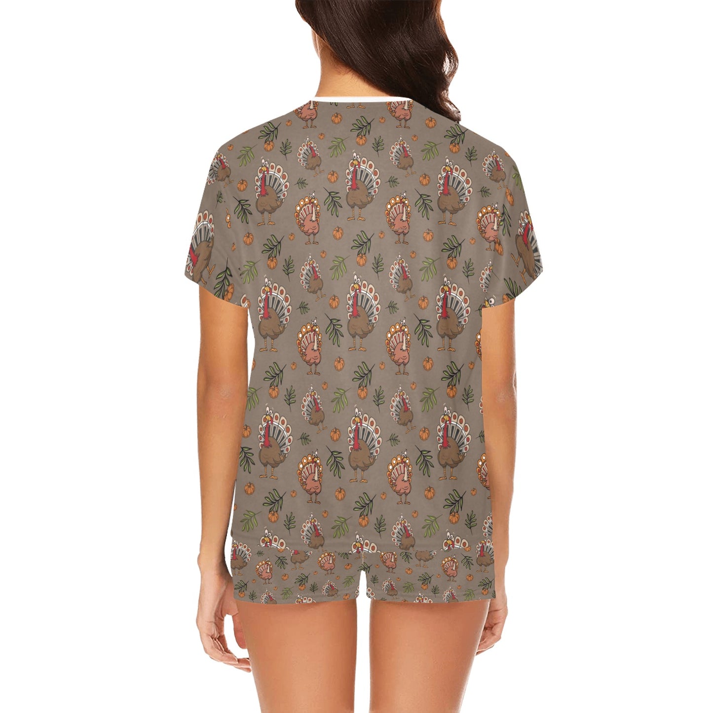 Thanksgiving Print Design LKS306 Women's Short Pajama Set