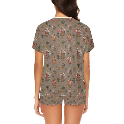 Thanksgiving Print Design LKS306 Women's Short Pajama Set