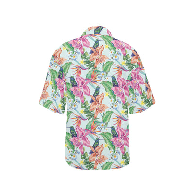 Hummingbird Tropical Pattern Print Design 05 Women's Hawaiian Shirt