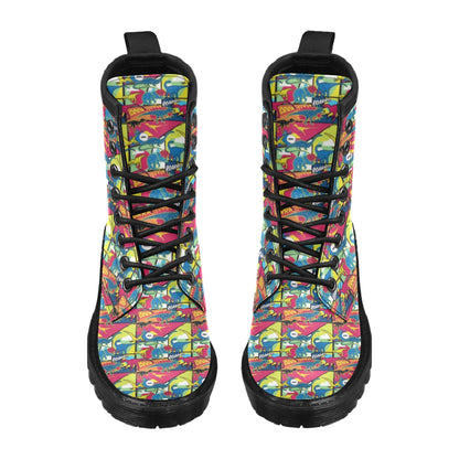 Dinosaur Comic Pop Art Style Women's Boots