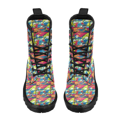 Dinosaur Comic Pop Art Style Women's Boots