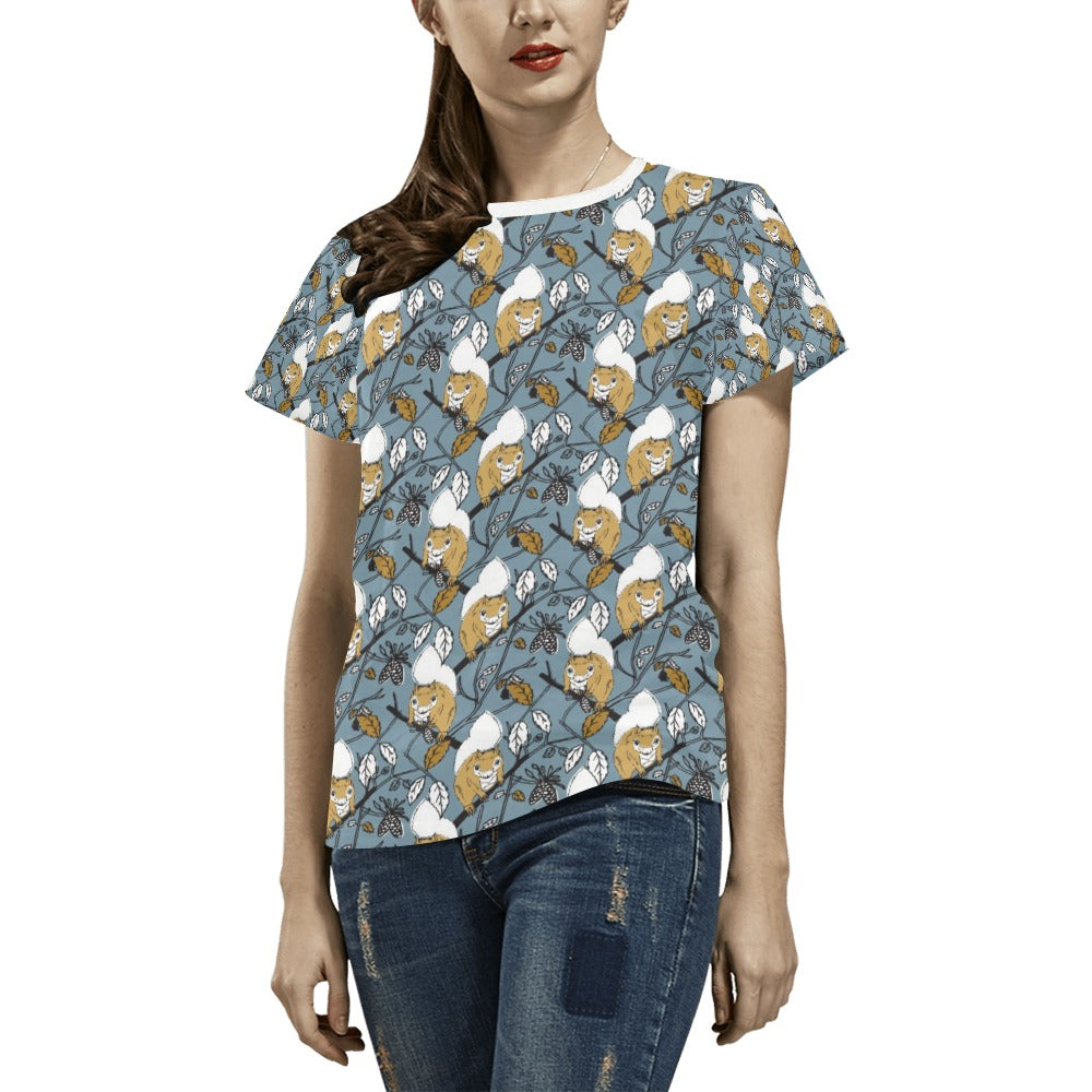Squirrel Print Design LKS305 Women's  T-shirt