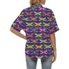 Dragonfly Neon Color Print Pattern Women's Hawaiian Shirt