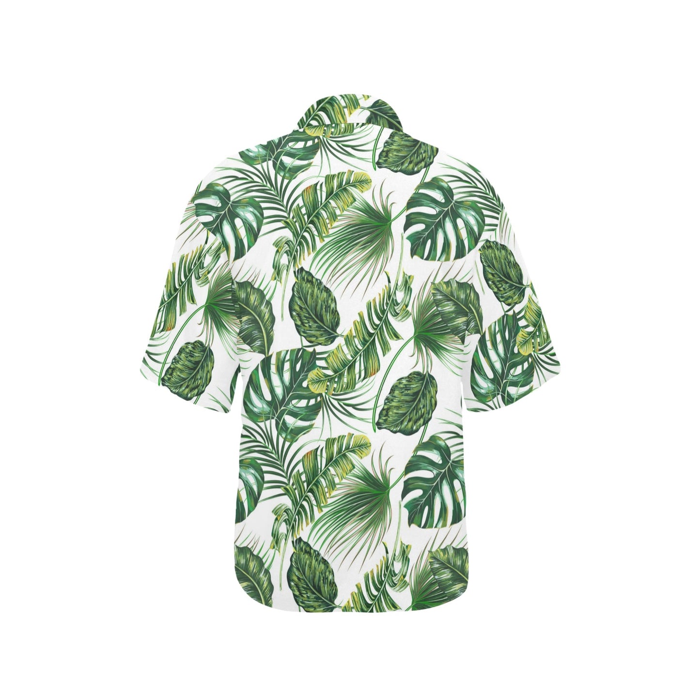 Green Pattern Tropical Palm Leaves Women's Hawaiian Shirt