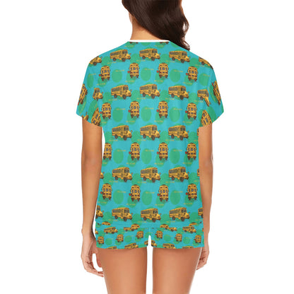 School Bus Print Design LKS308 Women's Short Pajama Set