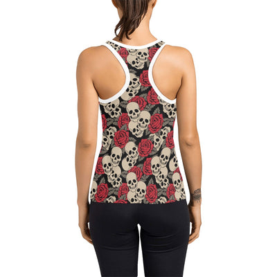 Skull And Roses Print Design LKS301 Women's Racerback Tank Top