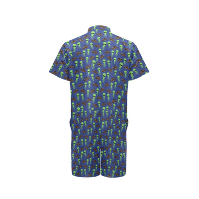 Alien Green UFO Pattern Men's Romper