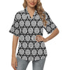 Calendar Aztec White Black Print Pattern Women's Hawaiian Shirt