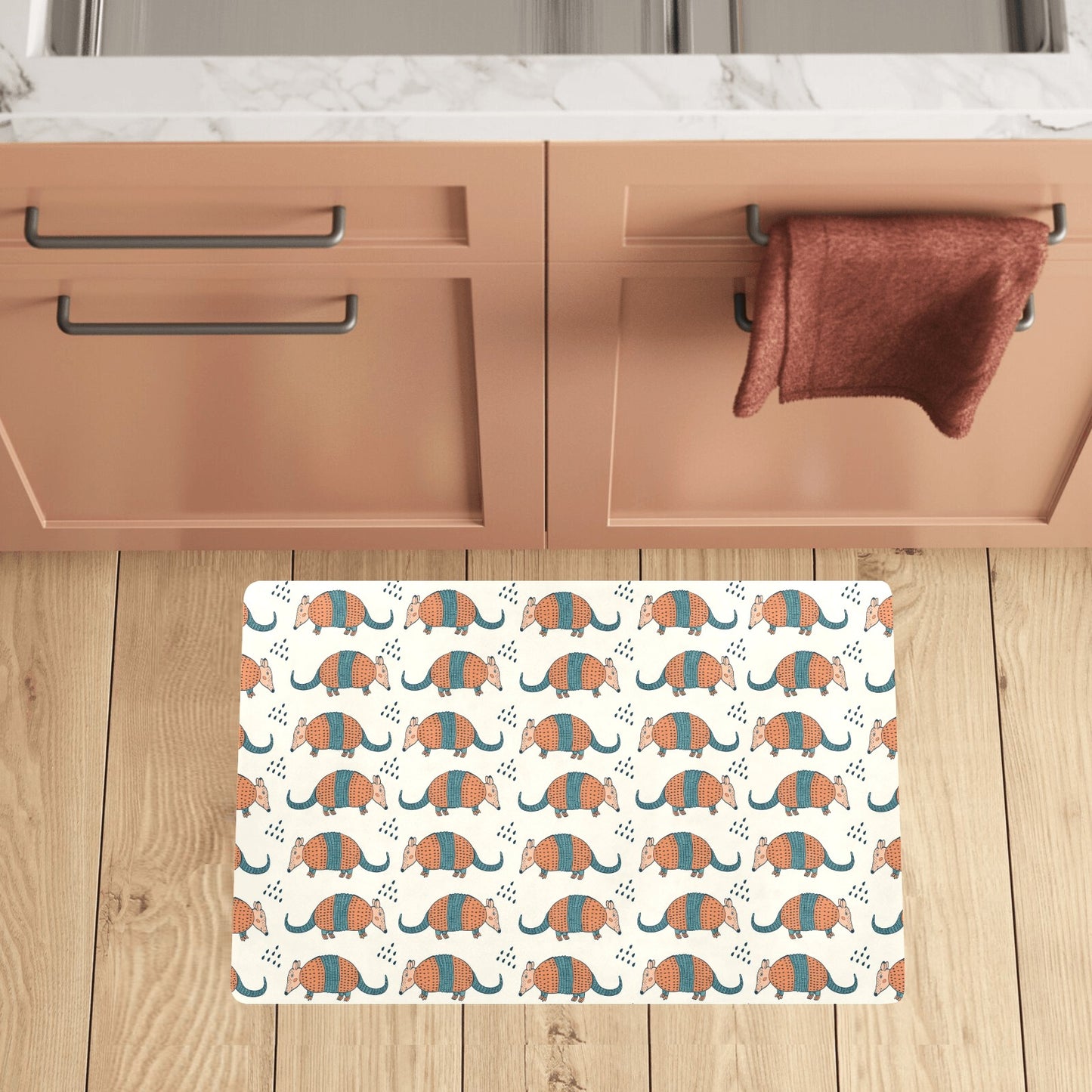 Armadillo Pattern Print Design 01 Kitchen Mat