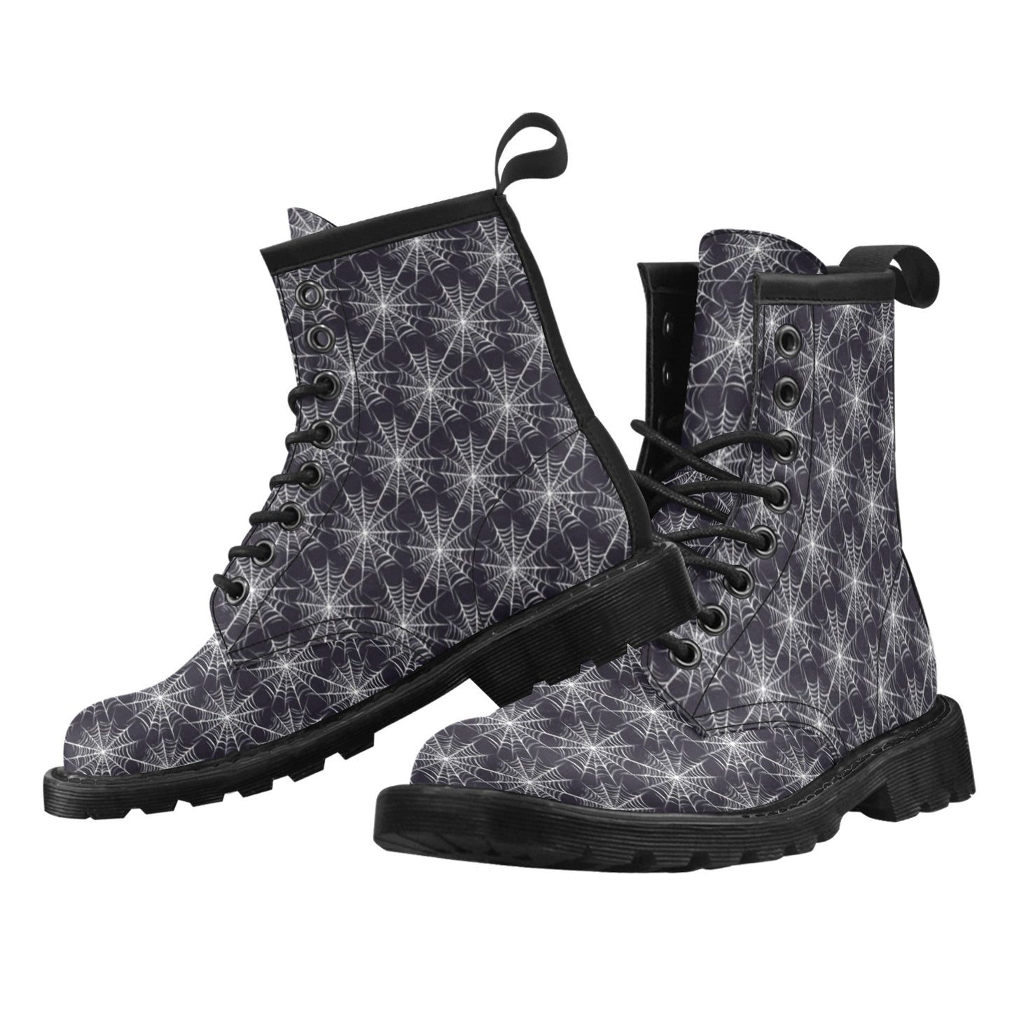 Spider Web Print Design LKS303 Women's Boots