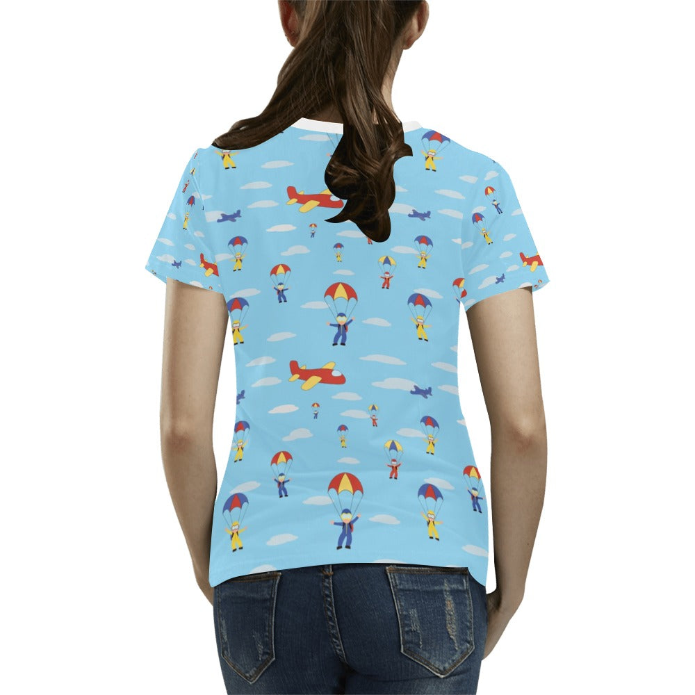 Skydiver Print Design LKS304 Women's  T-shirt