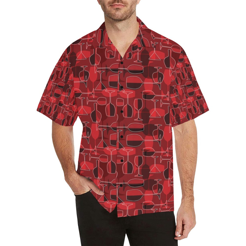 Wine Glass Print Design LKS301 Men's Hawaiian Shirt