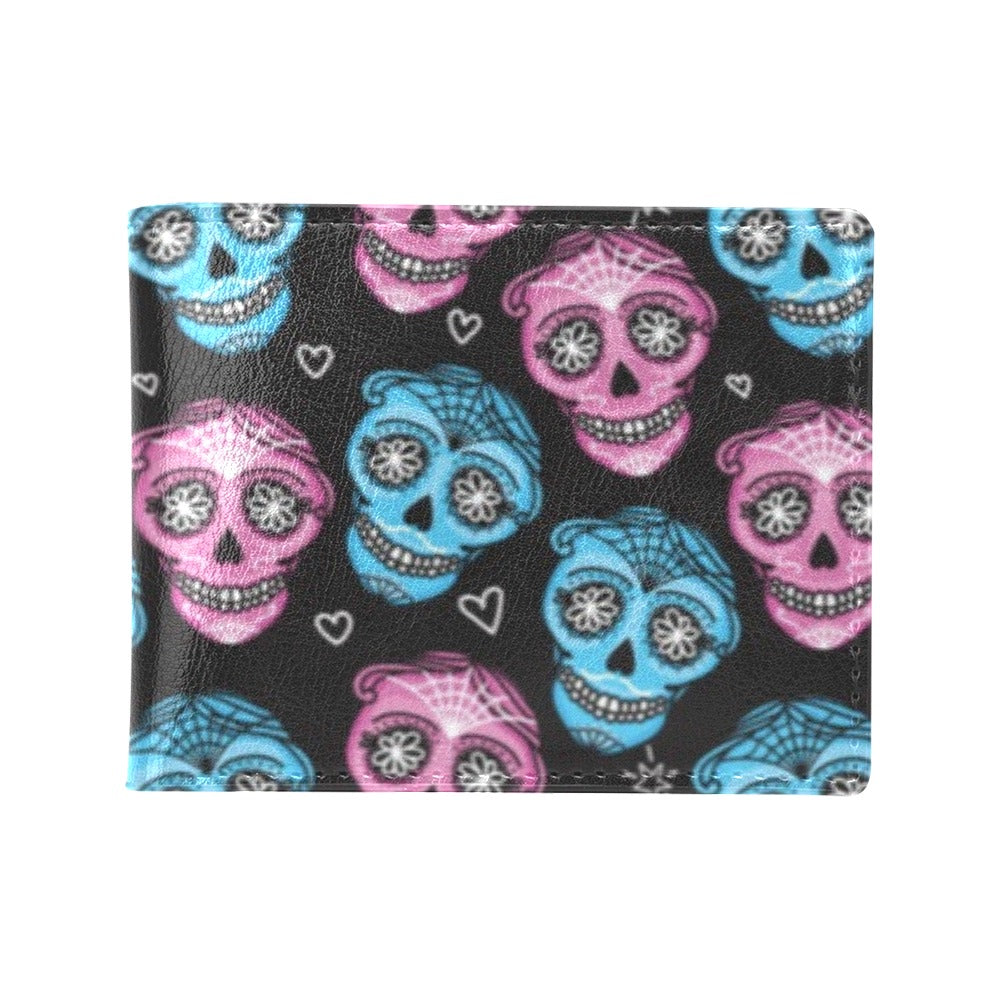 Day of the Dead Skull Print Pattern Men's ID Card Wallet