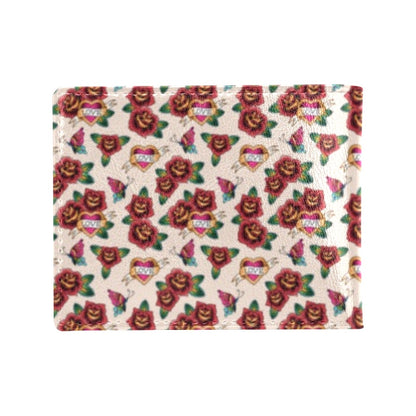 Old School Tattoo Rose Pattern Men's ID Card Wallet