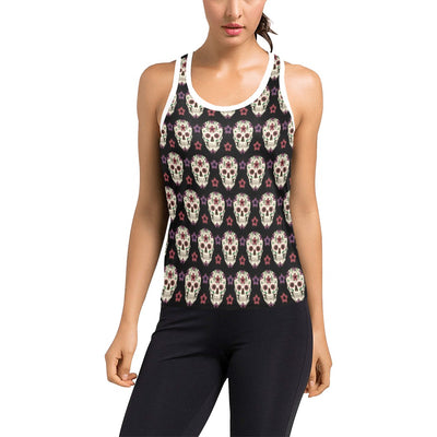 Sugar Skull Print Design LKS304 Women's Racerback Tank Top