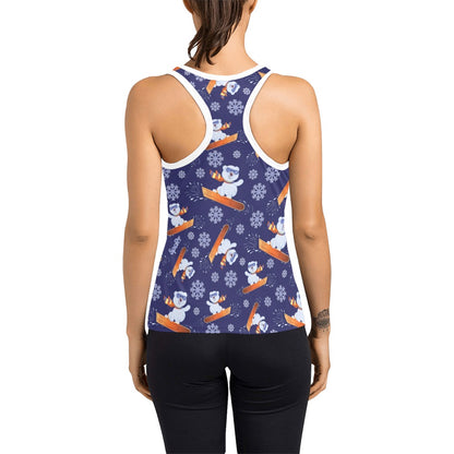 Snowboard Bear Print Design LKS305 Women's Racerback Tank Top