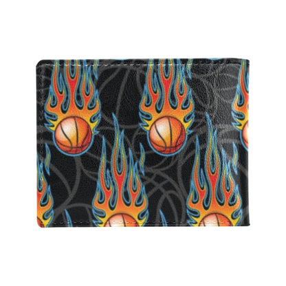 Basketball Fire Print Pattern Men's ID Card Wallet