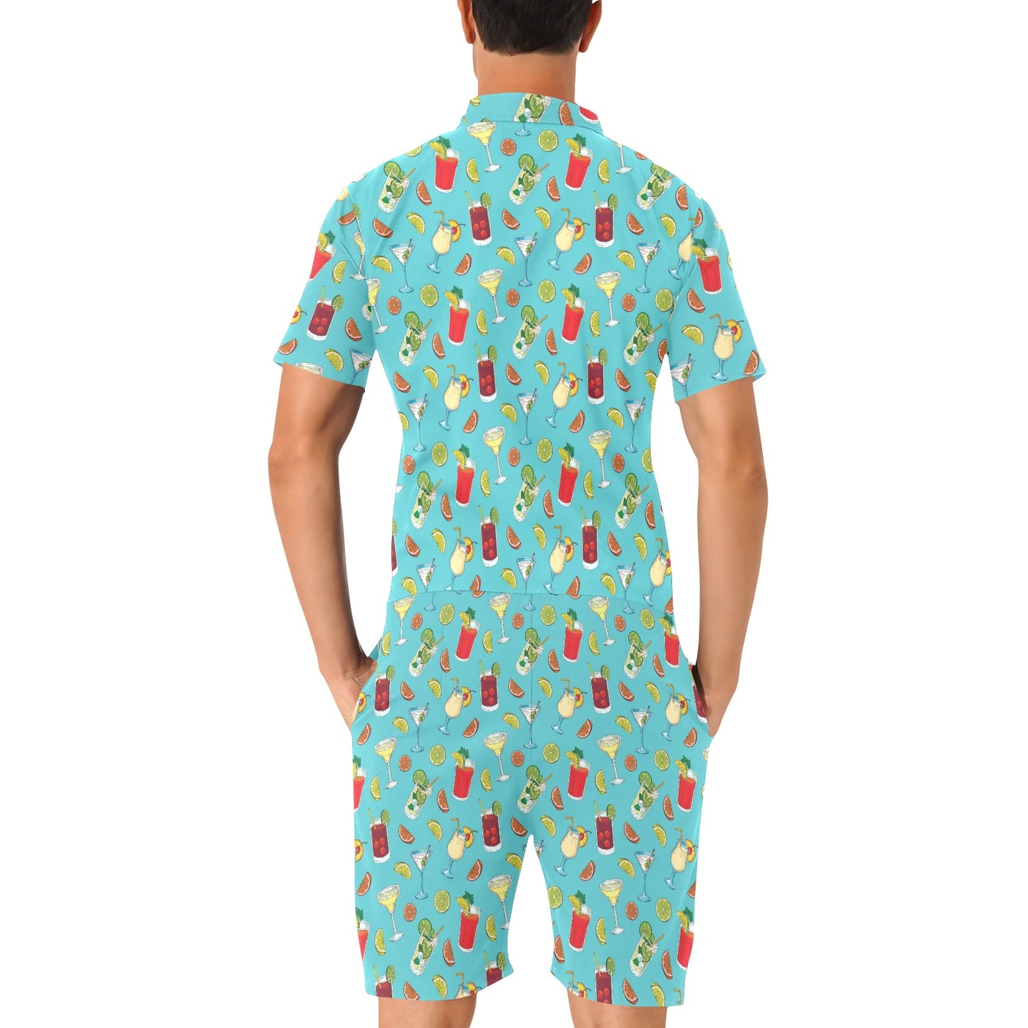 Cocktail Pattern Print Design 05 Men's Romper