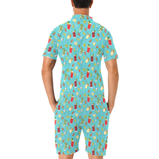 Cocktail Pattern Print Design 05 Men's Romper