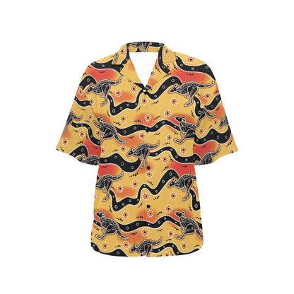 Kangaroos Aboriginal Pattern Print Design 06 Women's Hawaiian Shirt