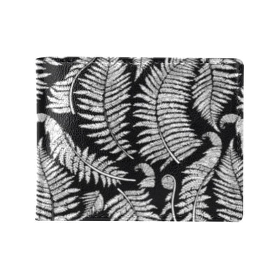 Fern Leave Black White Print Pattern Men's ID Card Wallet