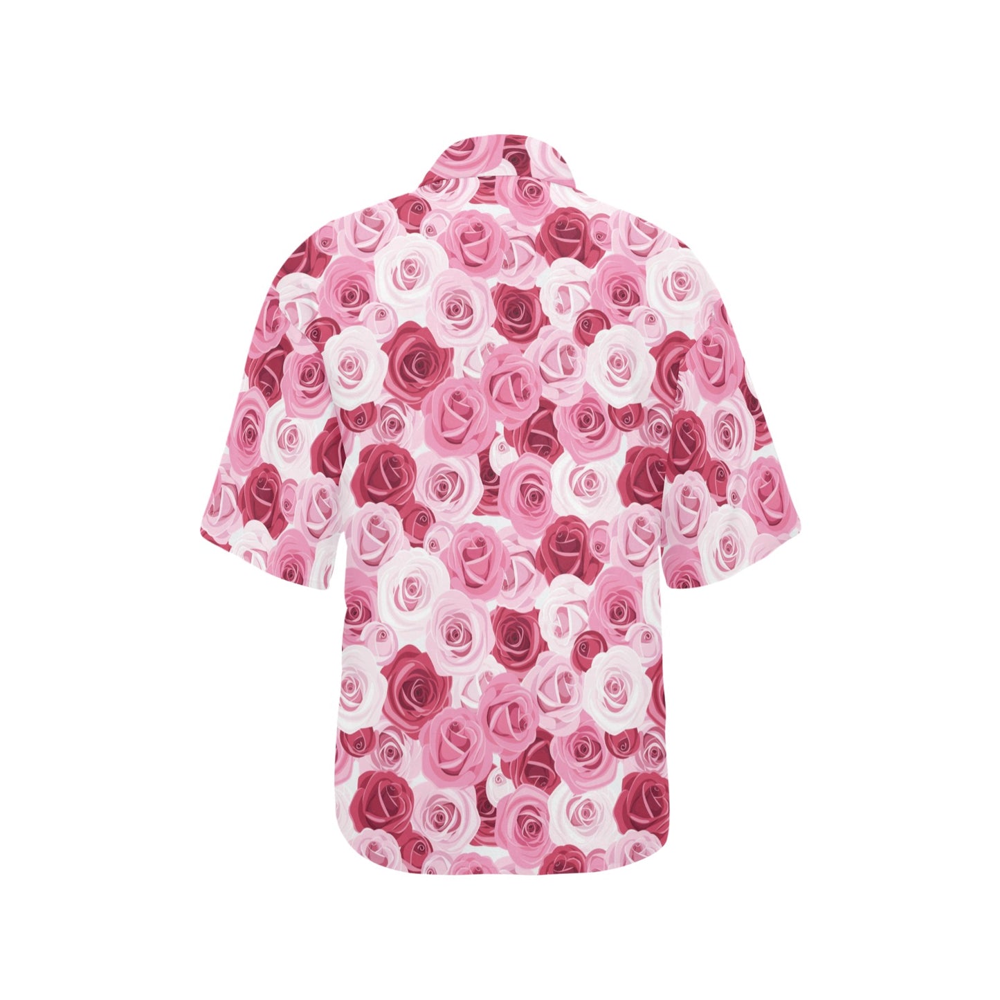 Pink Red Rose Pattern Print Women's Hawaiian Shirt