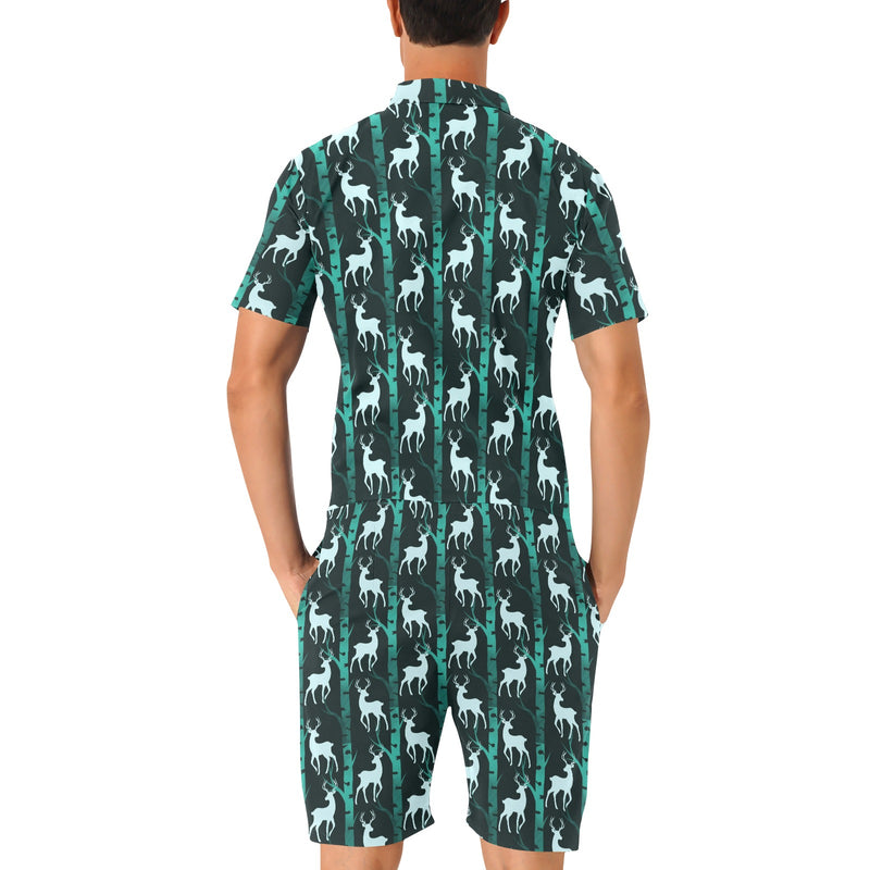 Deer Jungle Print Pattern Men's Romper