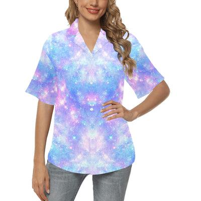 Galaxy Stardust Pastel Color Print Women's Hawaiian Shirt