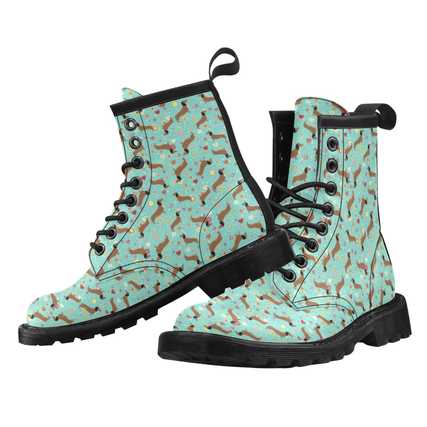 Dachshund with Floral Print Pattern Women's Boots
