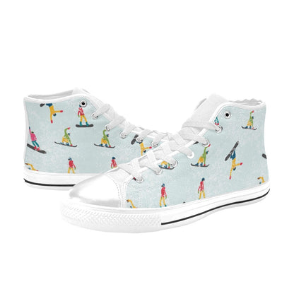 Snowboard Print Design LKS304 High Top Women's White Shoes