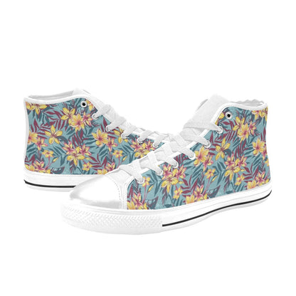 Summer Floral Print Design LKS304 High Top Women's White Shoes