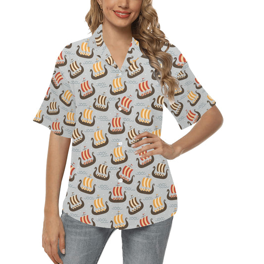 Vikings Print Design LKS308 Women's Hawaiian Shirt