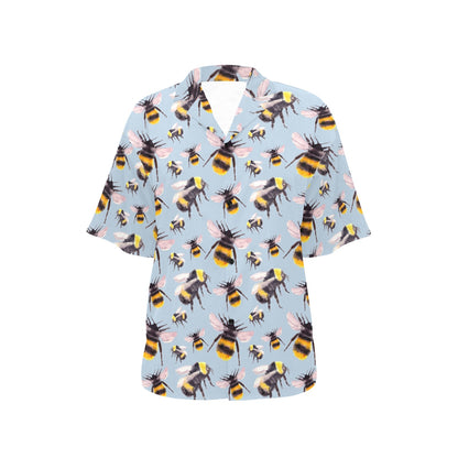 Bee Pattern Print Design BEE08 Women's Hawaiian Shirt