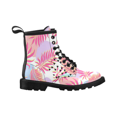 Pink Tropical Palm Leaves Women's Boots