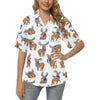 Moose Cute Pattern Print Design 01 Women's Hawaiian Shirt