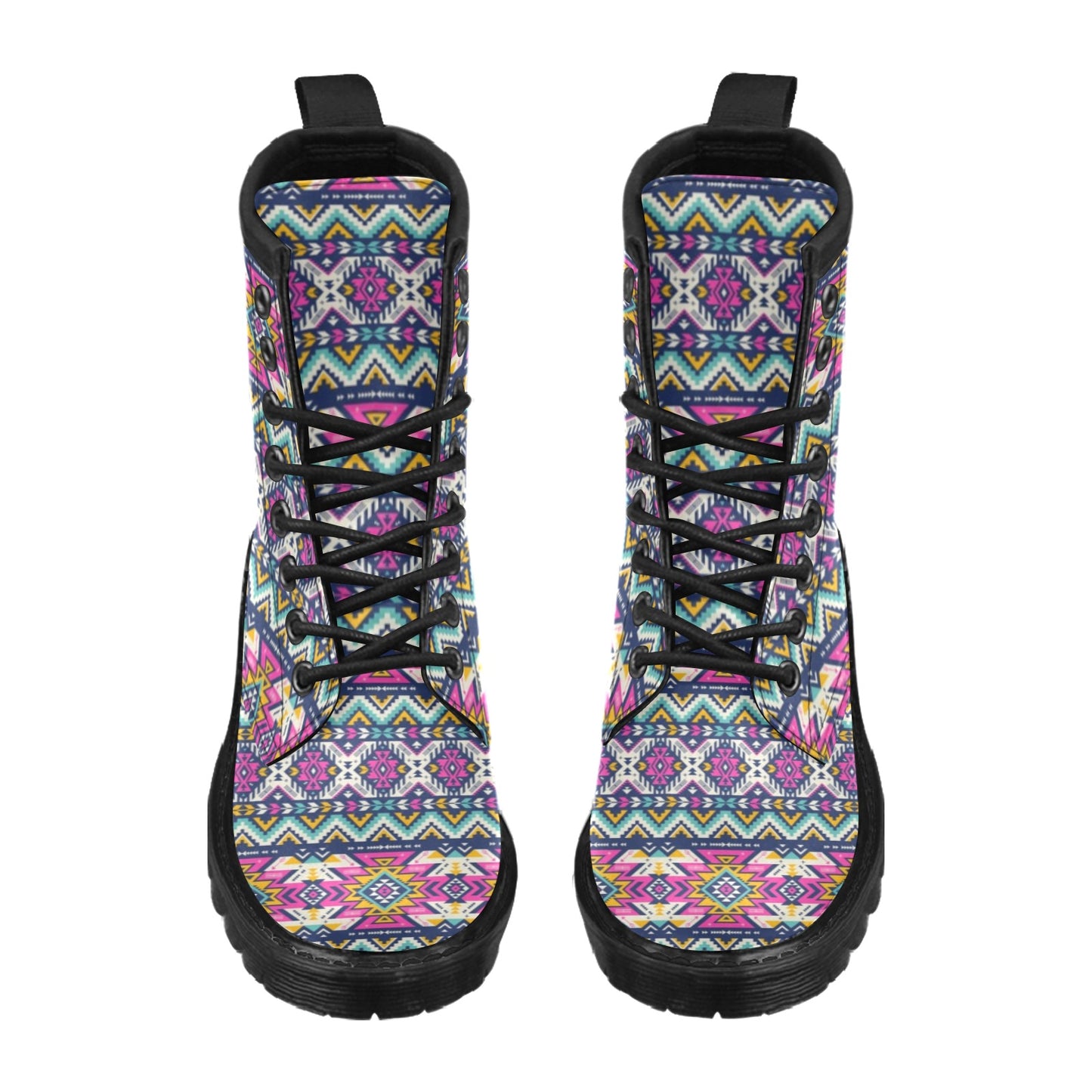 Aztec Pink Geometric Print Pattern Women's Boots