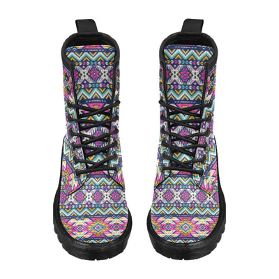 Aztec Pink Geometric Print Pattern Women's Boots