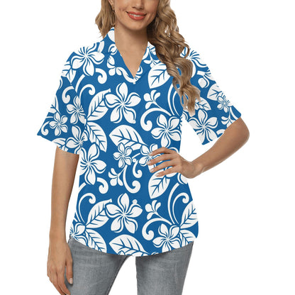 Plumeria Pattern Print Design PM013 Women's Hawaiian Shirt
