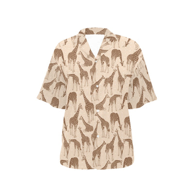 Giraffe Pattern Design Print Women's Hawaiian Shirt