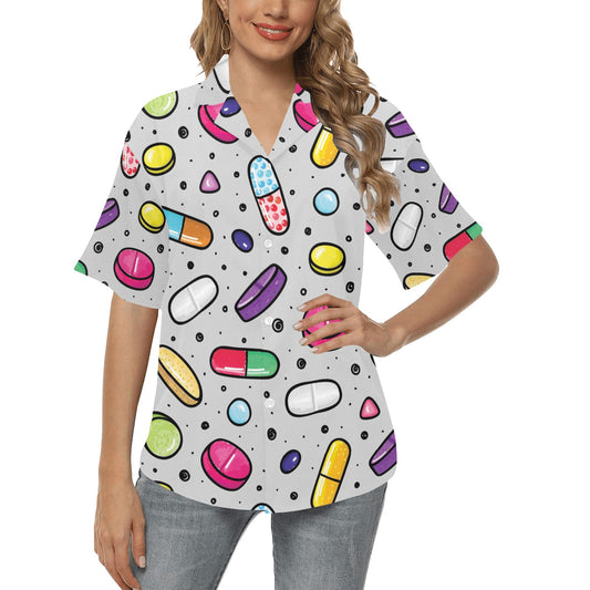 Pill Pattern Print Design A04 Women's Hawaiian Shirt