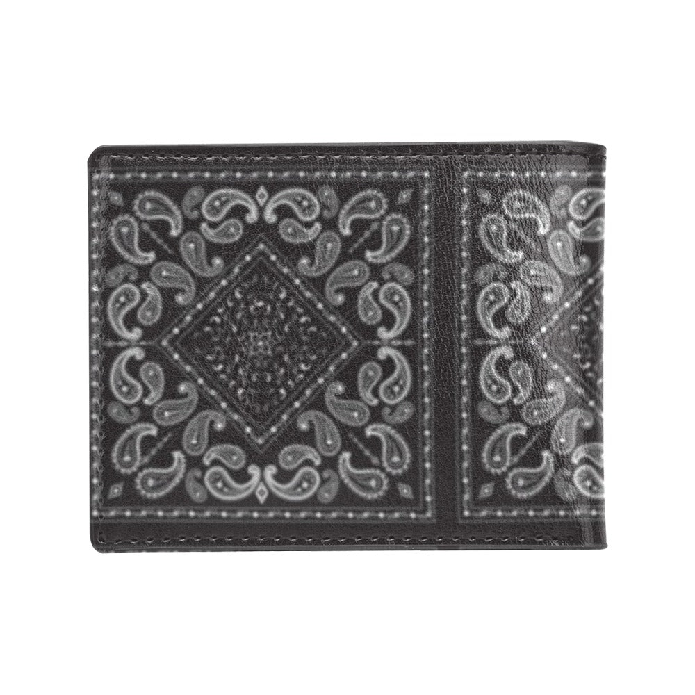 Bandana Black White Print Design LKS302 Men's ID Card Wallet
