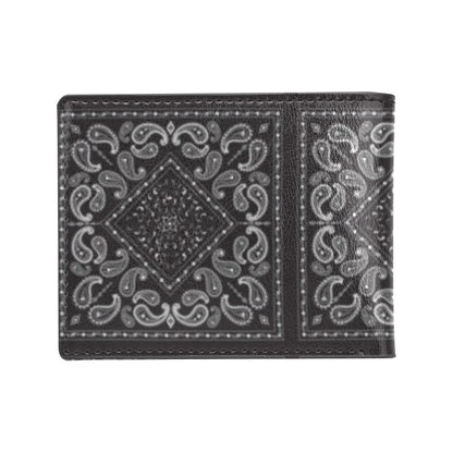 Bandana Black White Print Design LKS302 Men's ID Card Wallet