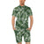 White Green Tropical Palm Leaves Men's Romper